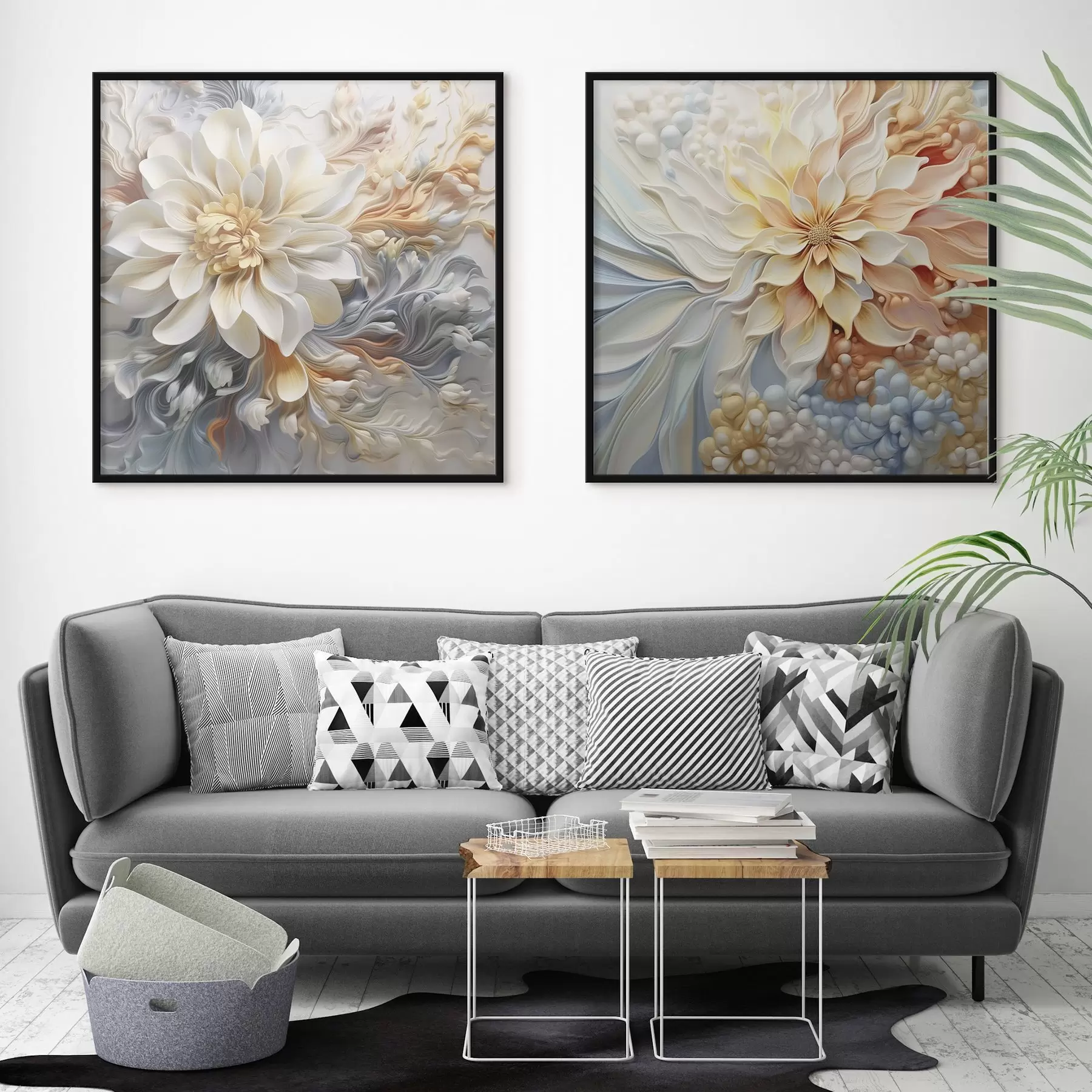 Fotobehang Volumetrische abstracte bloemen d00379
