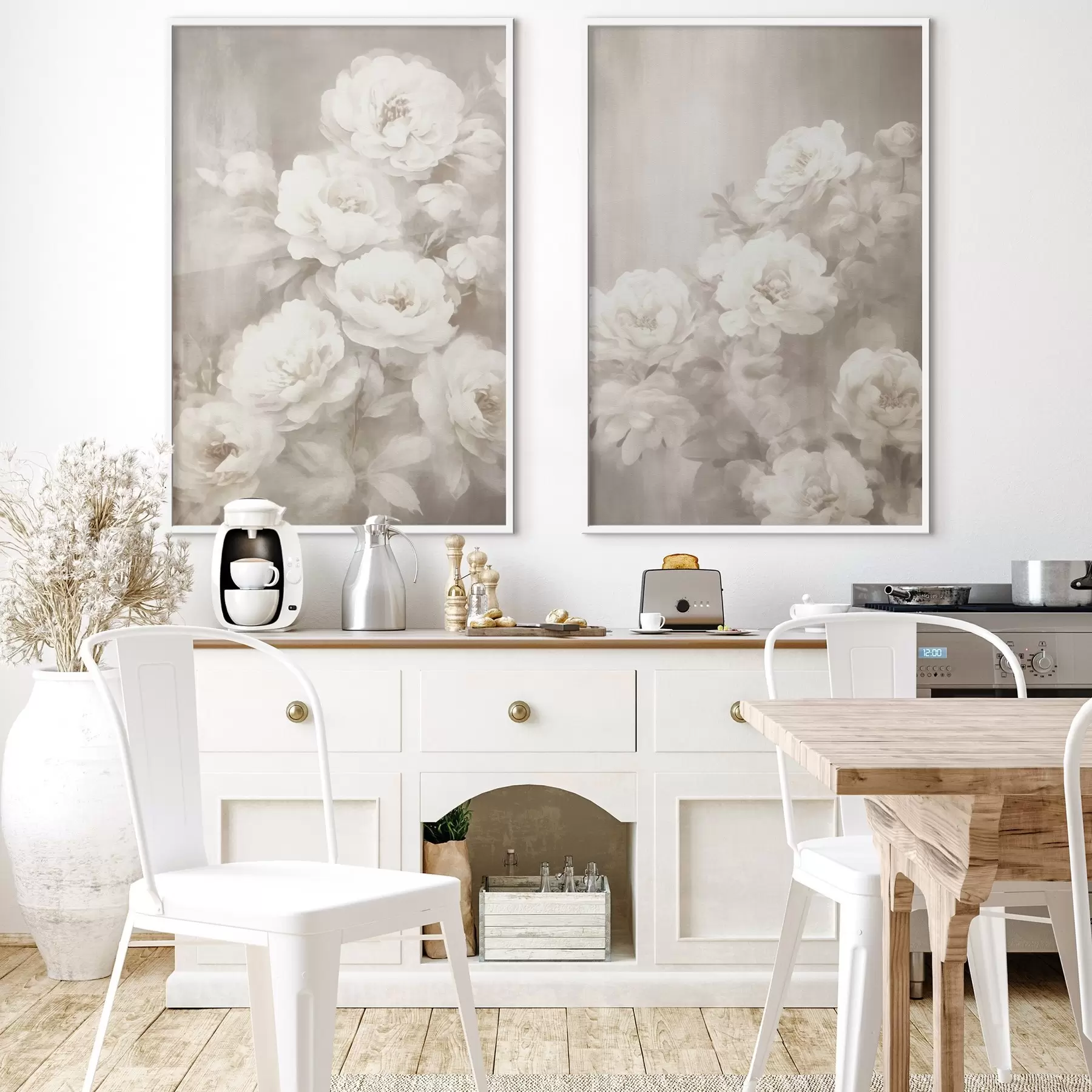 Fotobehang Witte vintage bloemen d00384