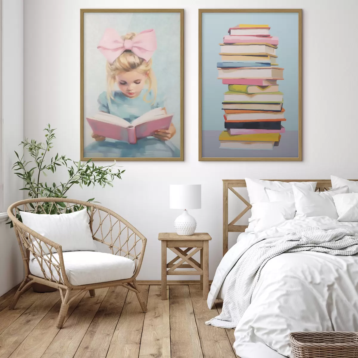 Poster Meisje en boeken d00395
