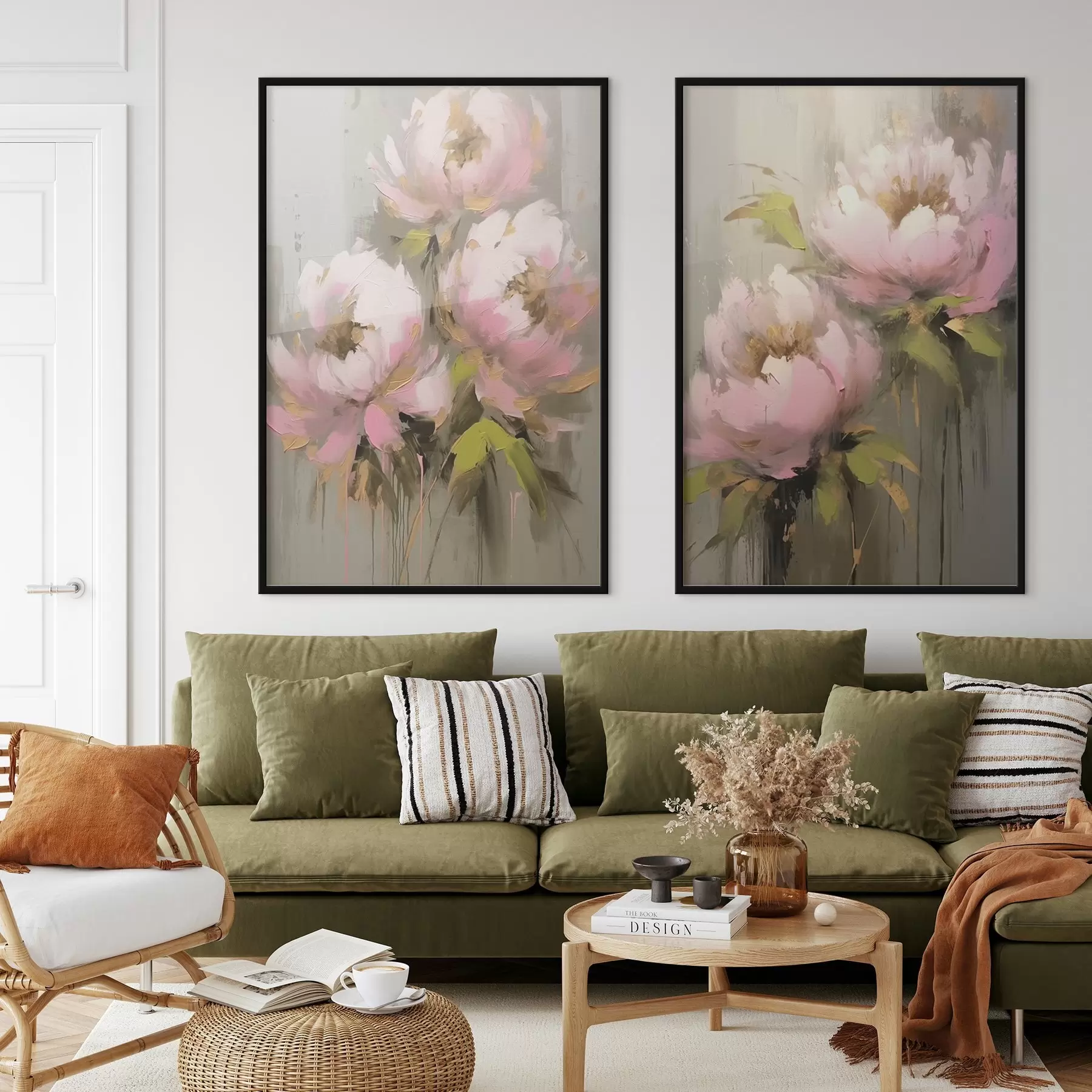 Fotobehang Roze pioenbloemen d00401