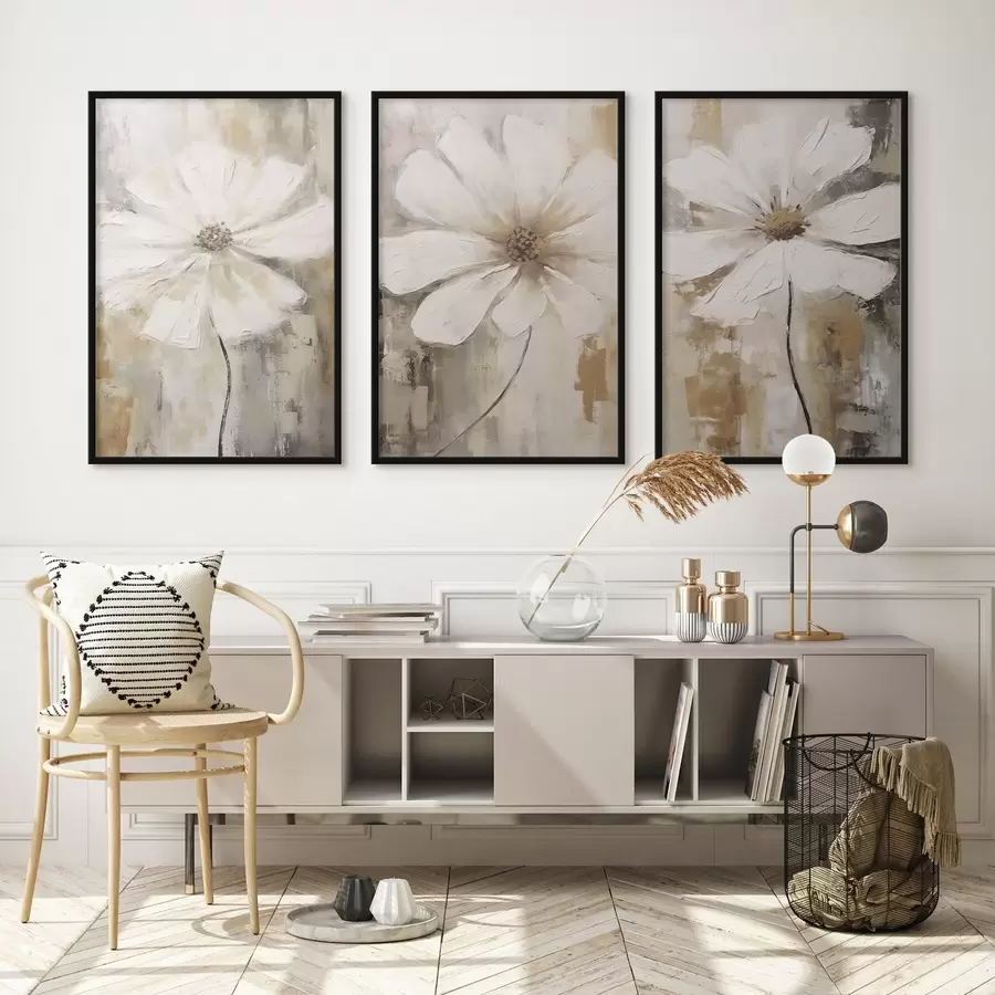 Fotobehang Witte bloemen trend d00409