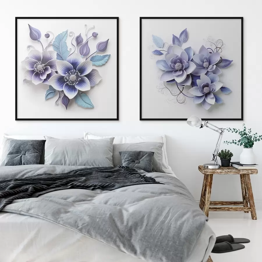 Fotobehang Abstracte blauwe bloemen d00426