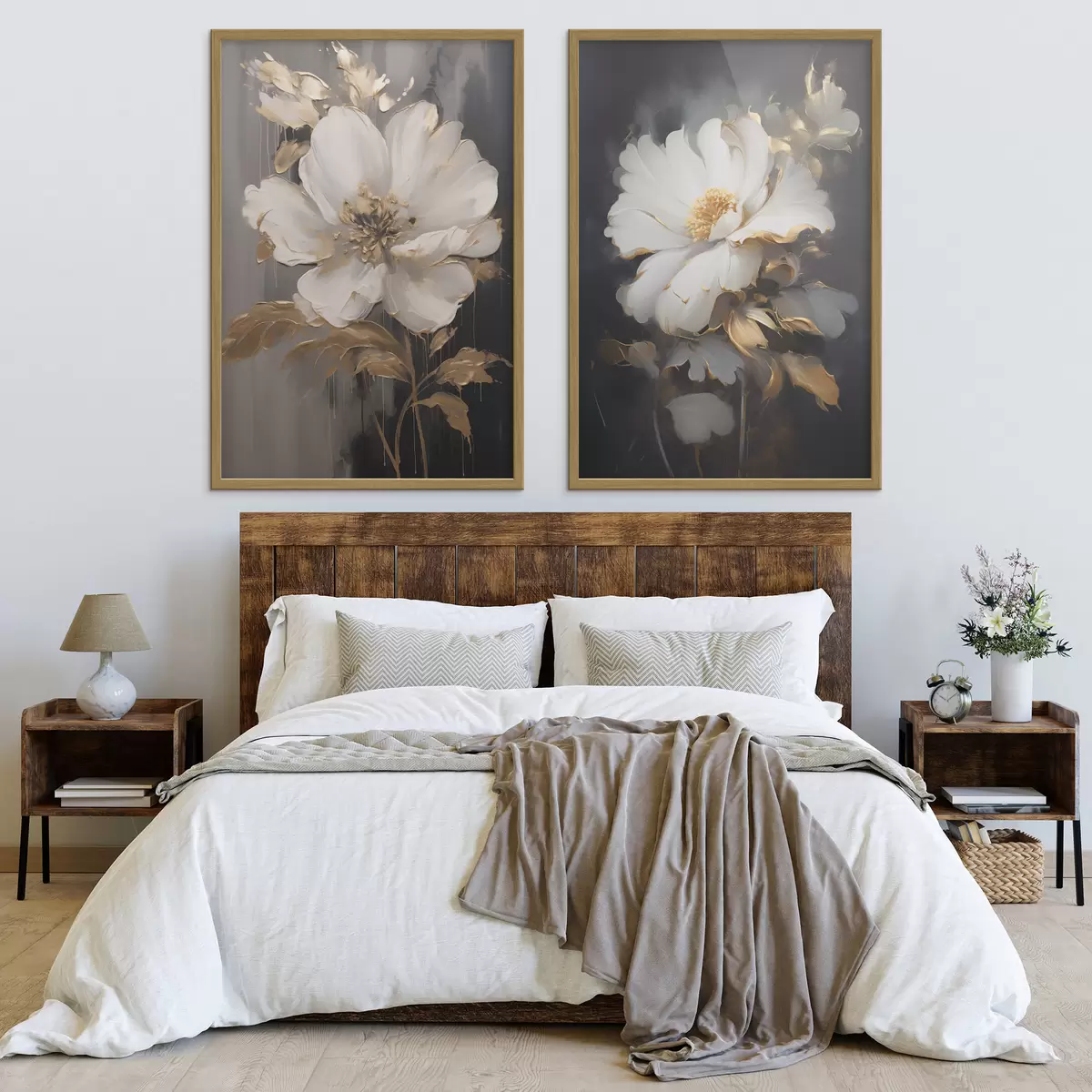 Poster Prachtige bloemen op een donkere achtergrond d00428