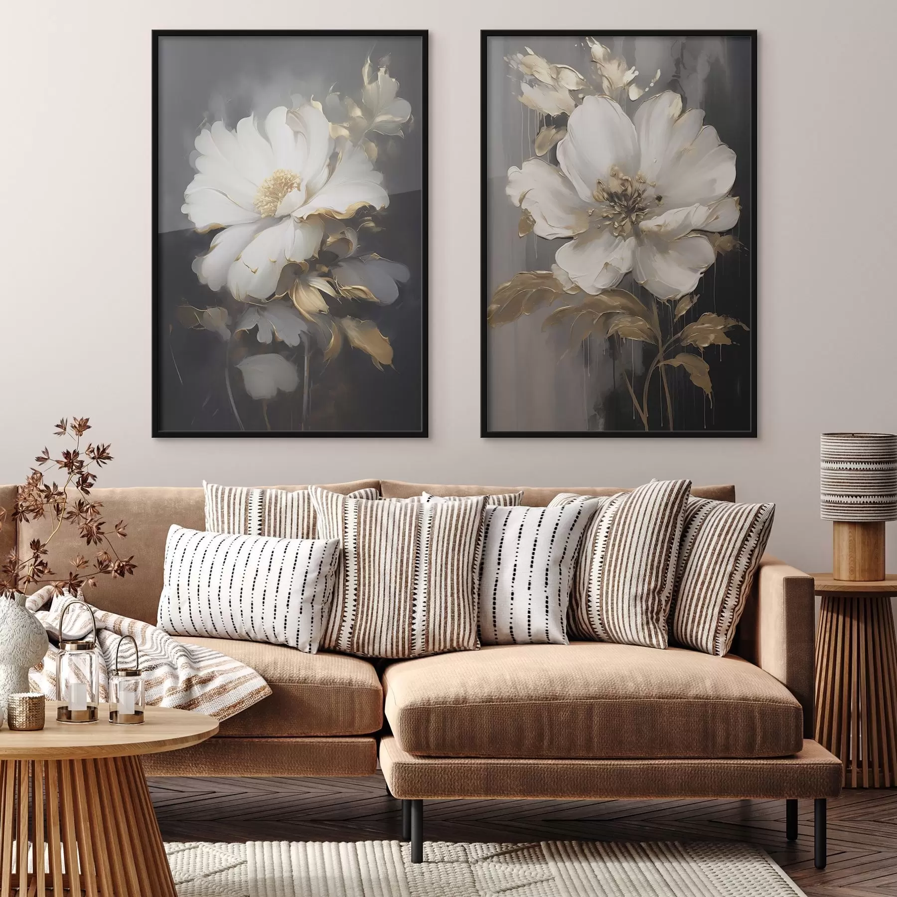 Fotobehang Prachtige bloemen op een donkere achtergrond d00428