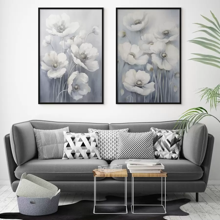 Fotobehang Witte vintage bloemen d00430