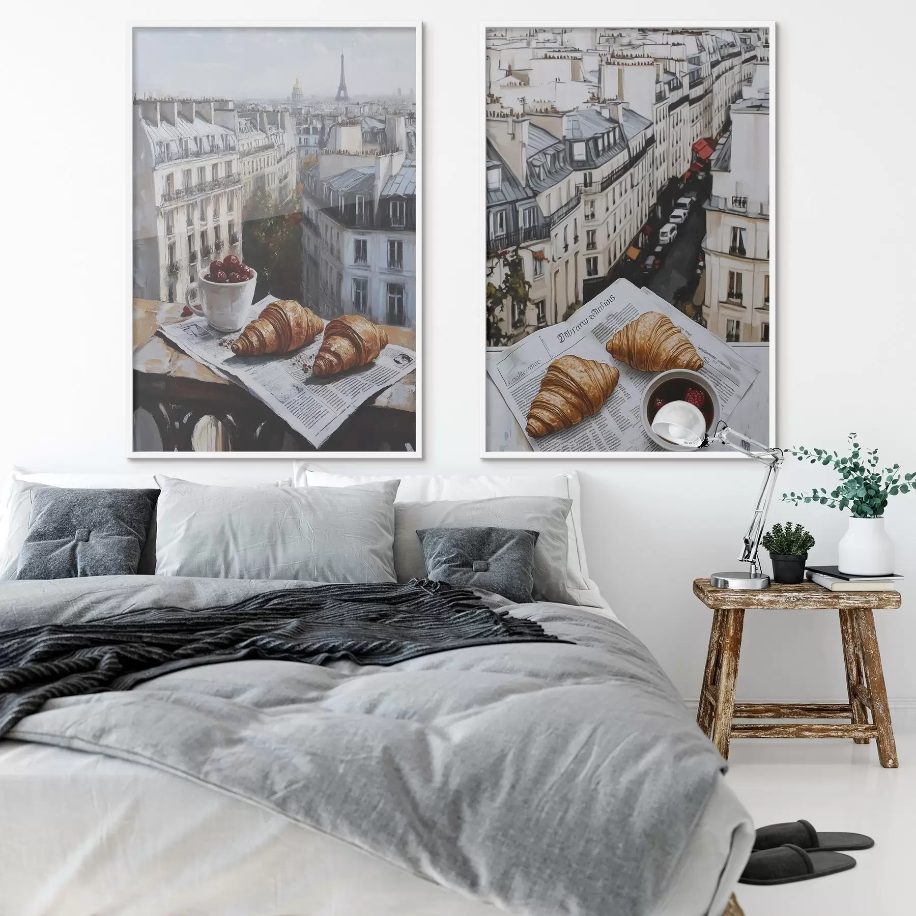 Fotobehang Stadsgezicht op een balkon in Parijs, Eiffeltoren, aardbeien, koffie, dagboek d00445