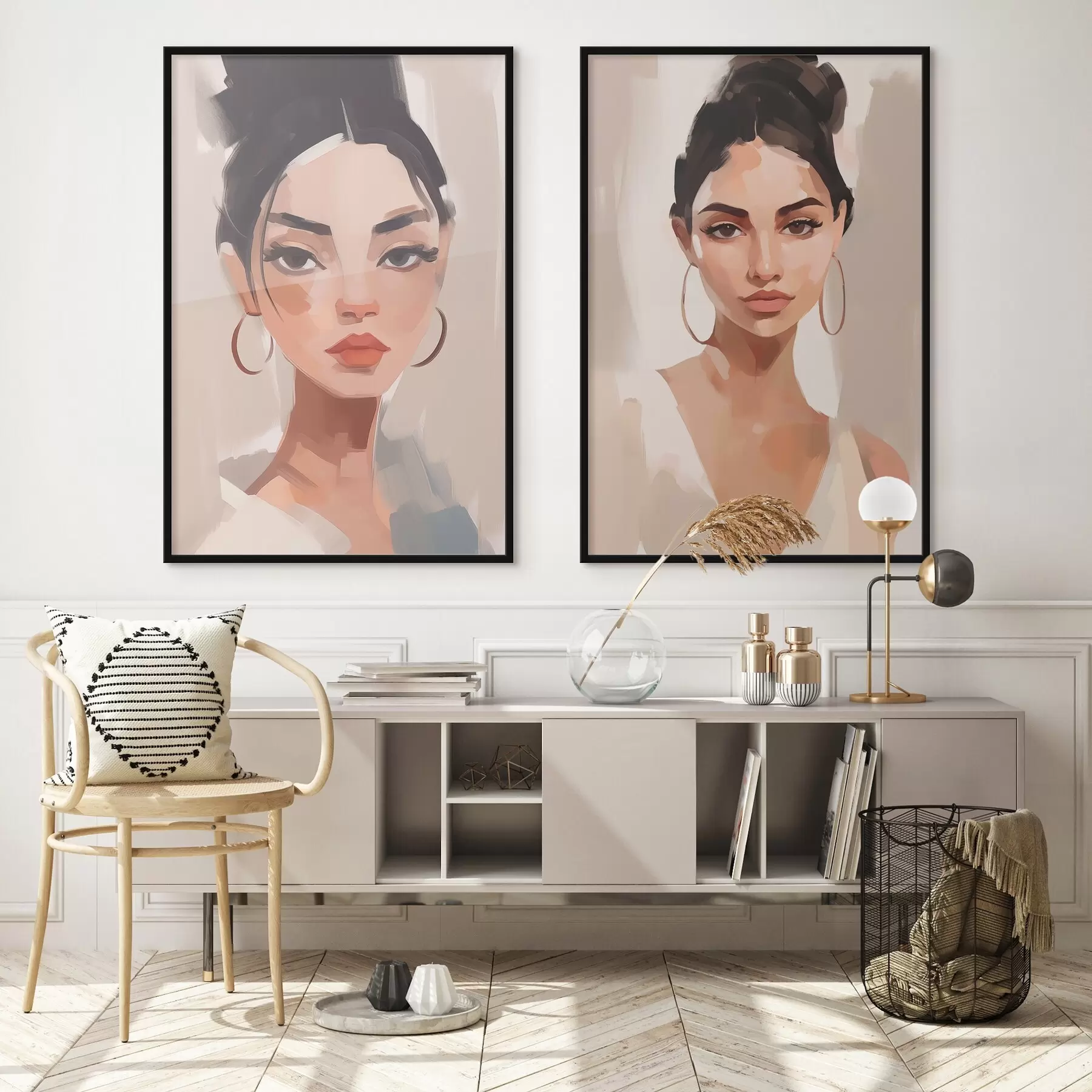 Fotobehang Portret van een meisje imitatie van schilderij d00484