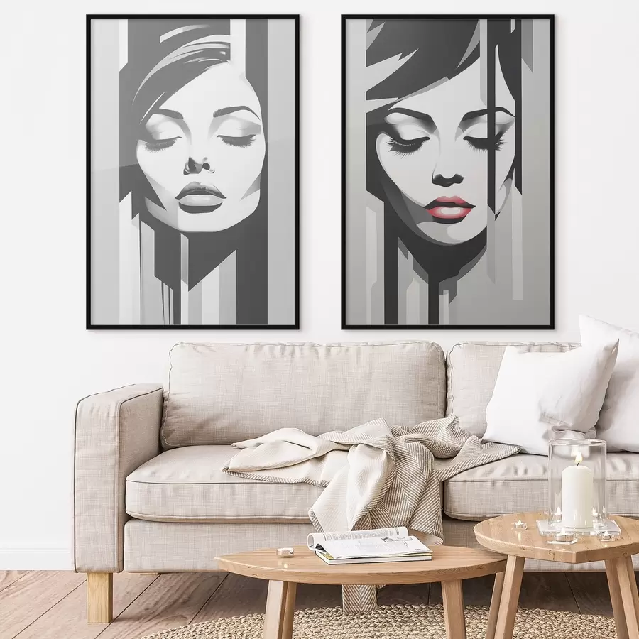 Fotobehang Geometrie van vrouwengezichten d00496