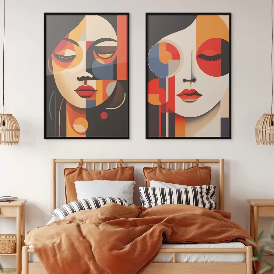 Fotobehang Geometrische vrouwenportretten d00501