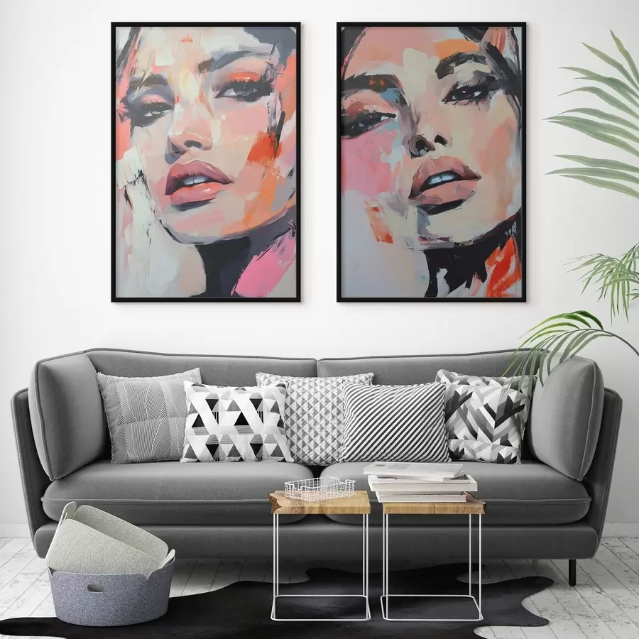 Fotobehang Portretten van vrouwen met imitatiestreken d00508