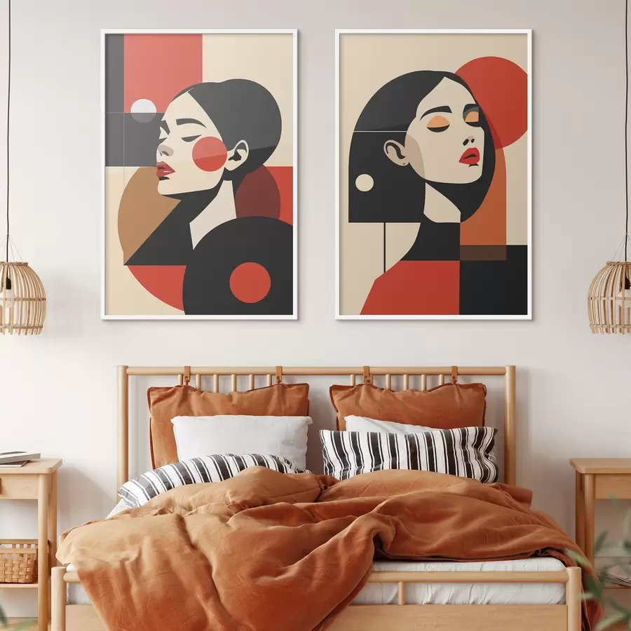 Fotobehang Portretten van vrouwen in de Bauhaus-stijl d00516