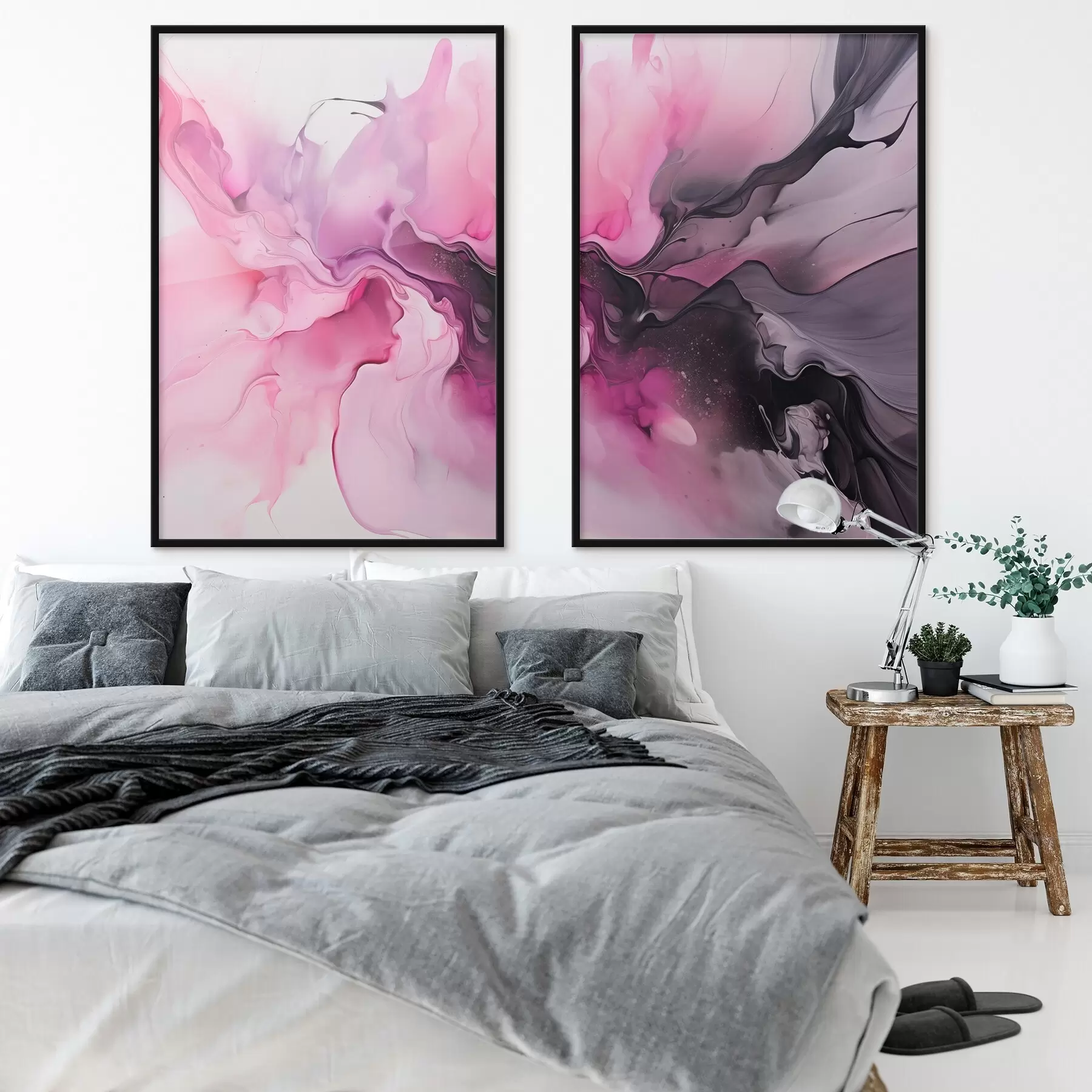 Fotobehang Abstracte wervelingen van roze, paars en zwart smelten samen in een vloeiende, organische compositie en creëren een gevoel van beweging d00532