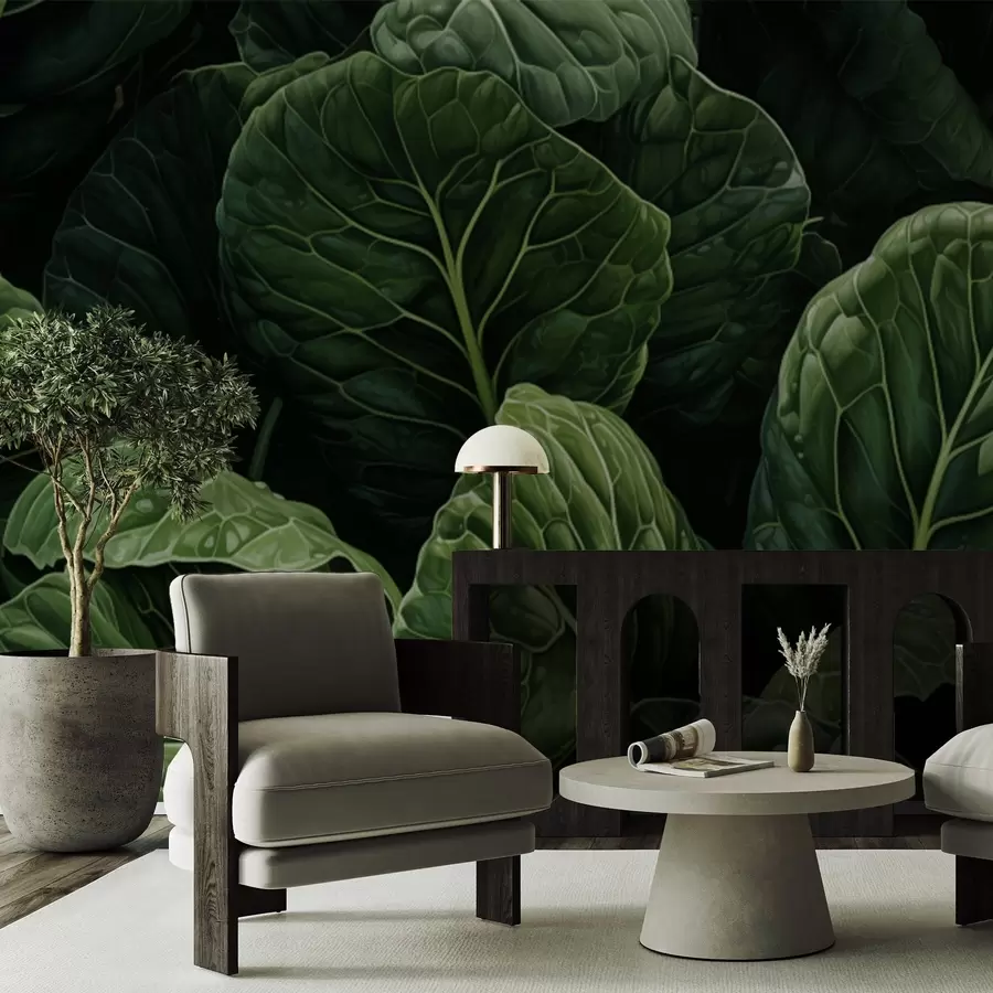 Fotobehang Speelse groene bladeren w05043