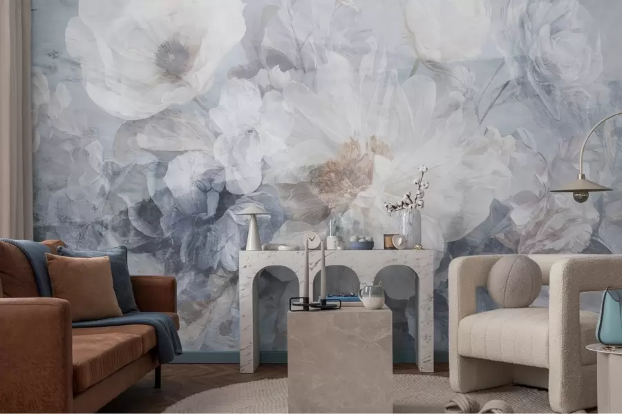 Fotobehang Mistige bloemendroom w05052