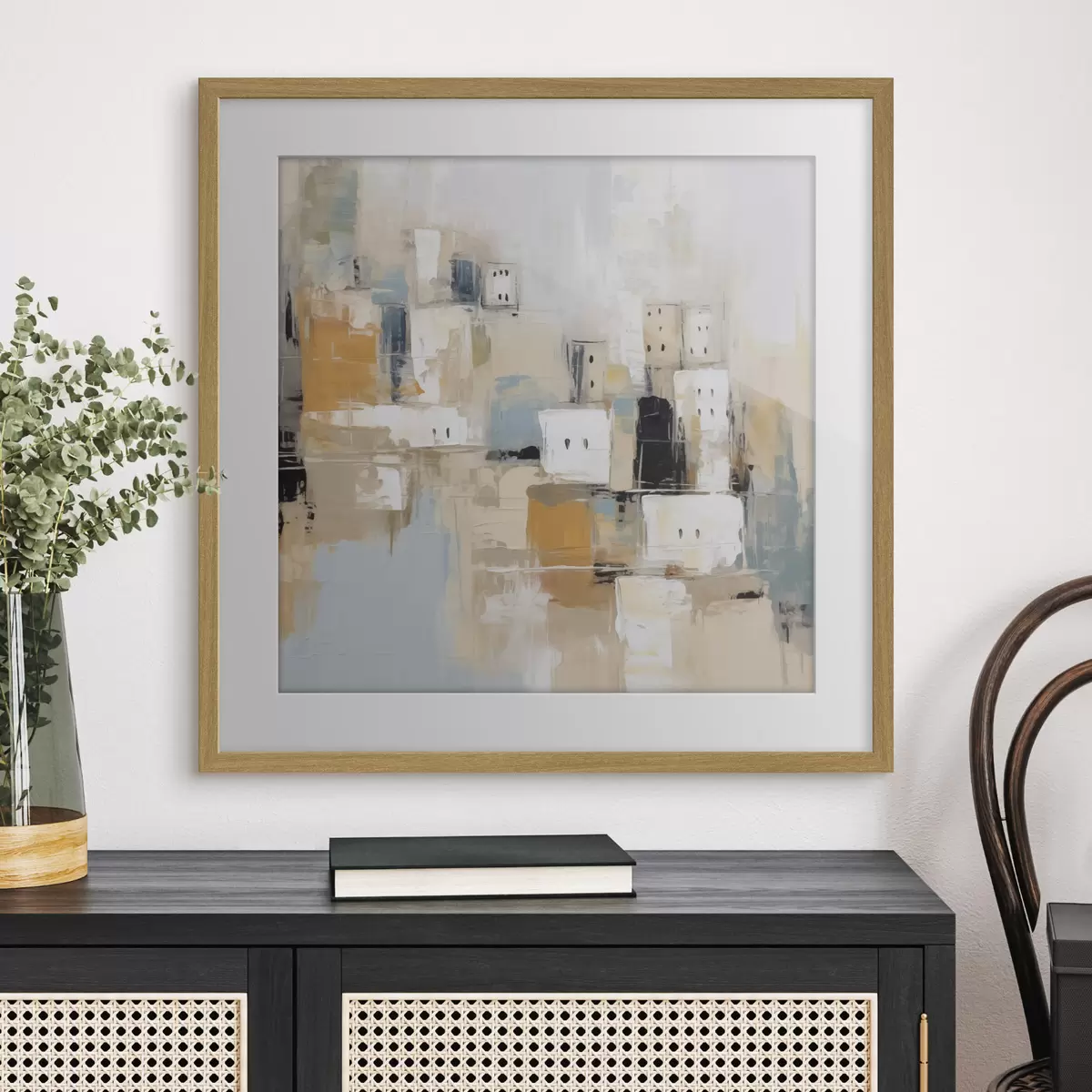 Poster Abstracte imitatie van schilderkunst in de stad f47242