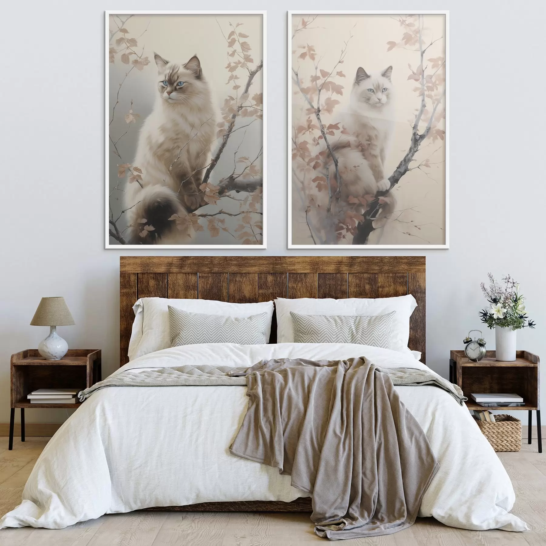 Fotobehang Een kat op een boomtak d00871