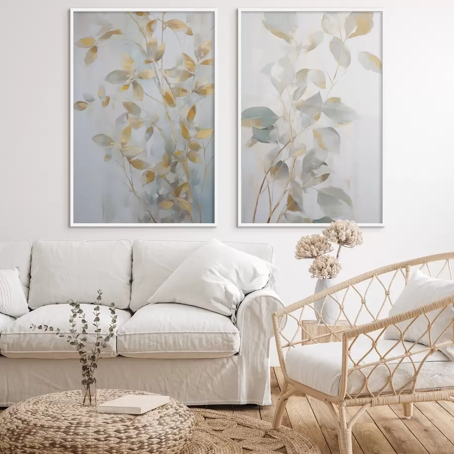 Fotobehang Abstracte bladeren imitatie van schilderij d00907