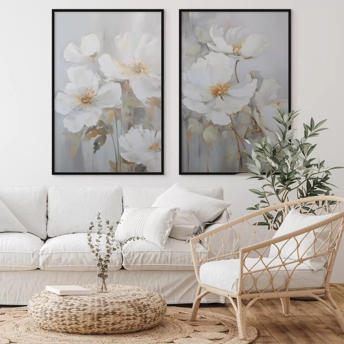 Poster Abstracte bloemen imitatie van schilderkunst d00906