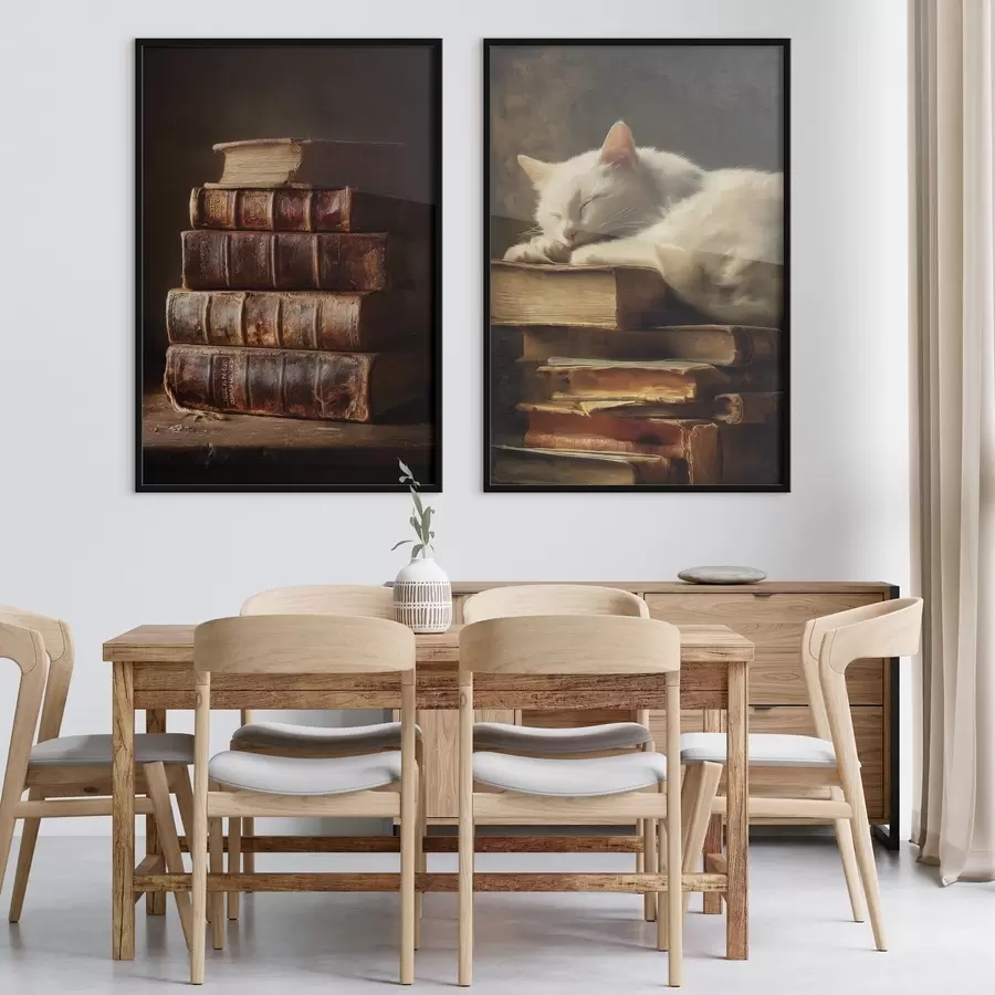 Fotobehang Kat op boeken d00918