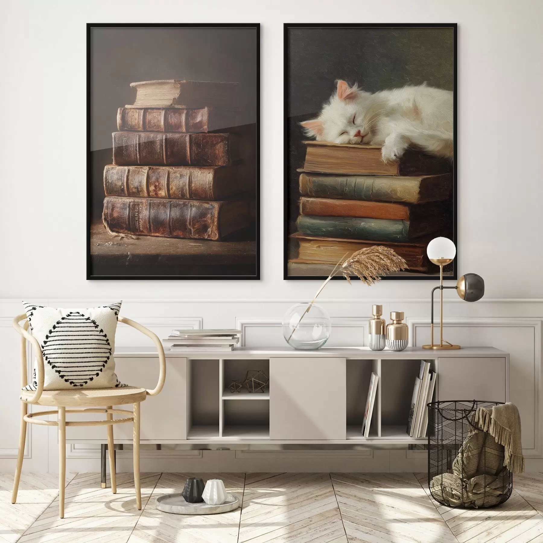 Fotobehang Kat op boeken d00919