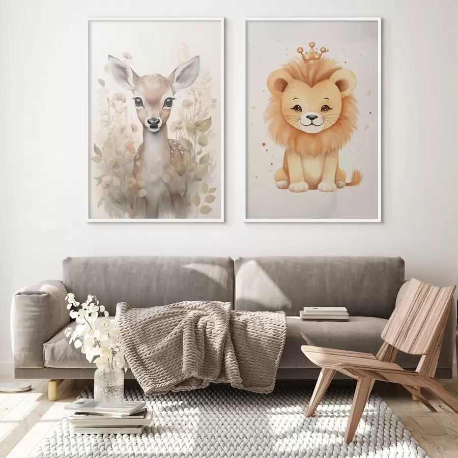 Fotobehang Herten en leeuwen d00922