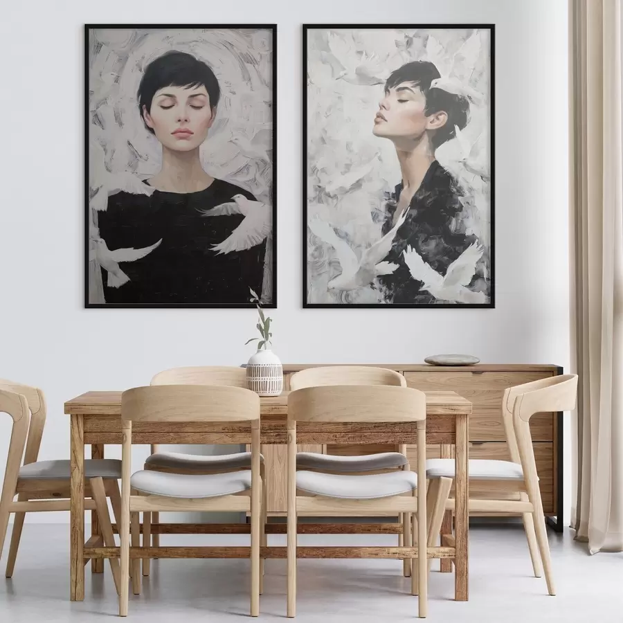 Fotobehang Vrouw met duiven d00923