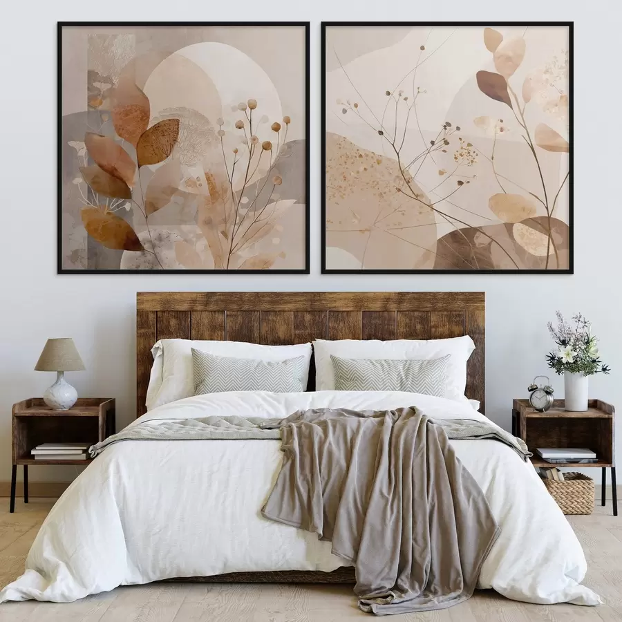 Fotobehang Abstracte bloemencompositie in twee delen d00892