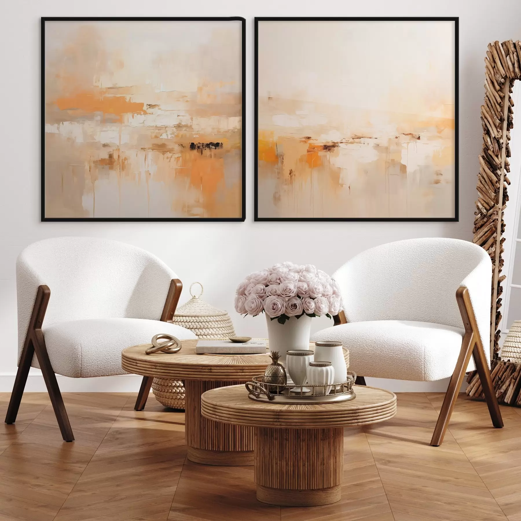 Fotobehang Licht abstract schilderij in herfsttinten d00895