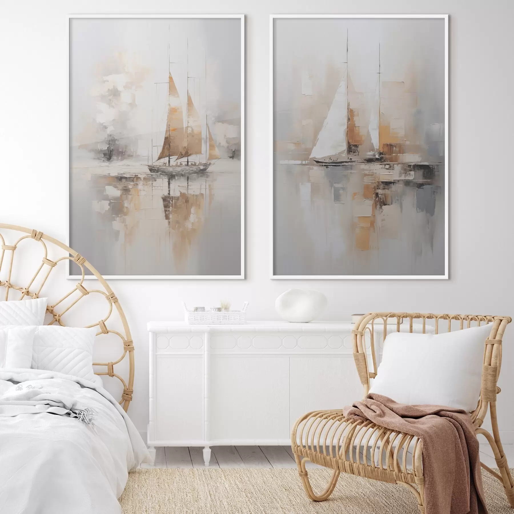 Fotobehang Schilderij imitatie zeilboot d00948