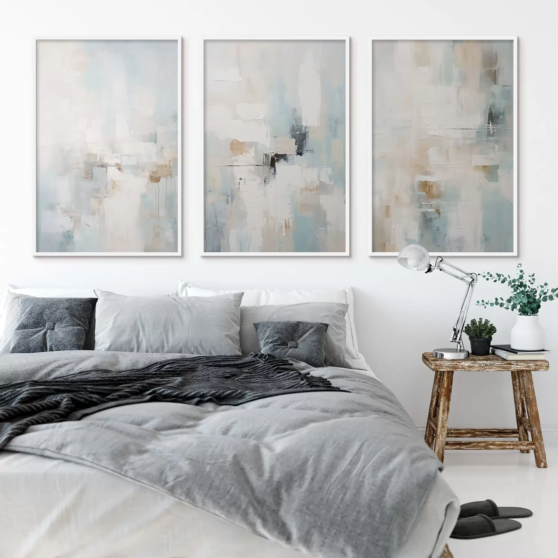 Fotobehang Luchtig abstract kleurenpalet: wit, beige en lichtblauw d00966