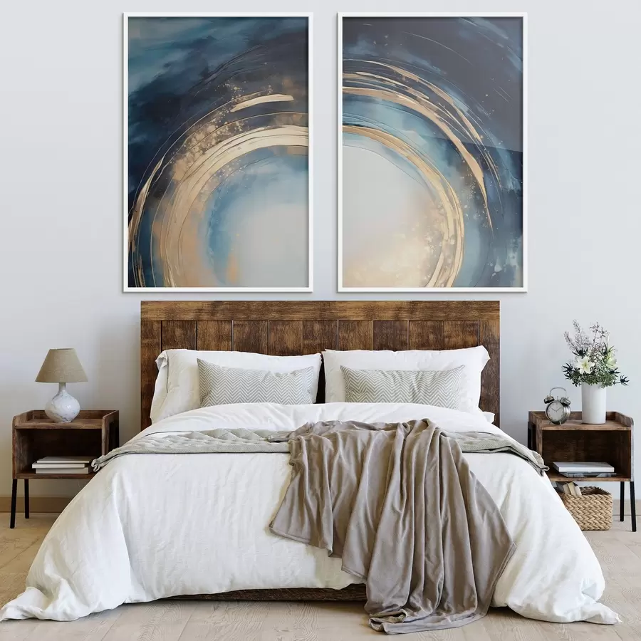 Fotobehang Middernachtblauwe cirkelvormige veeg met metalen bogen d00969