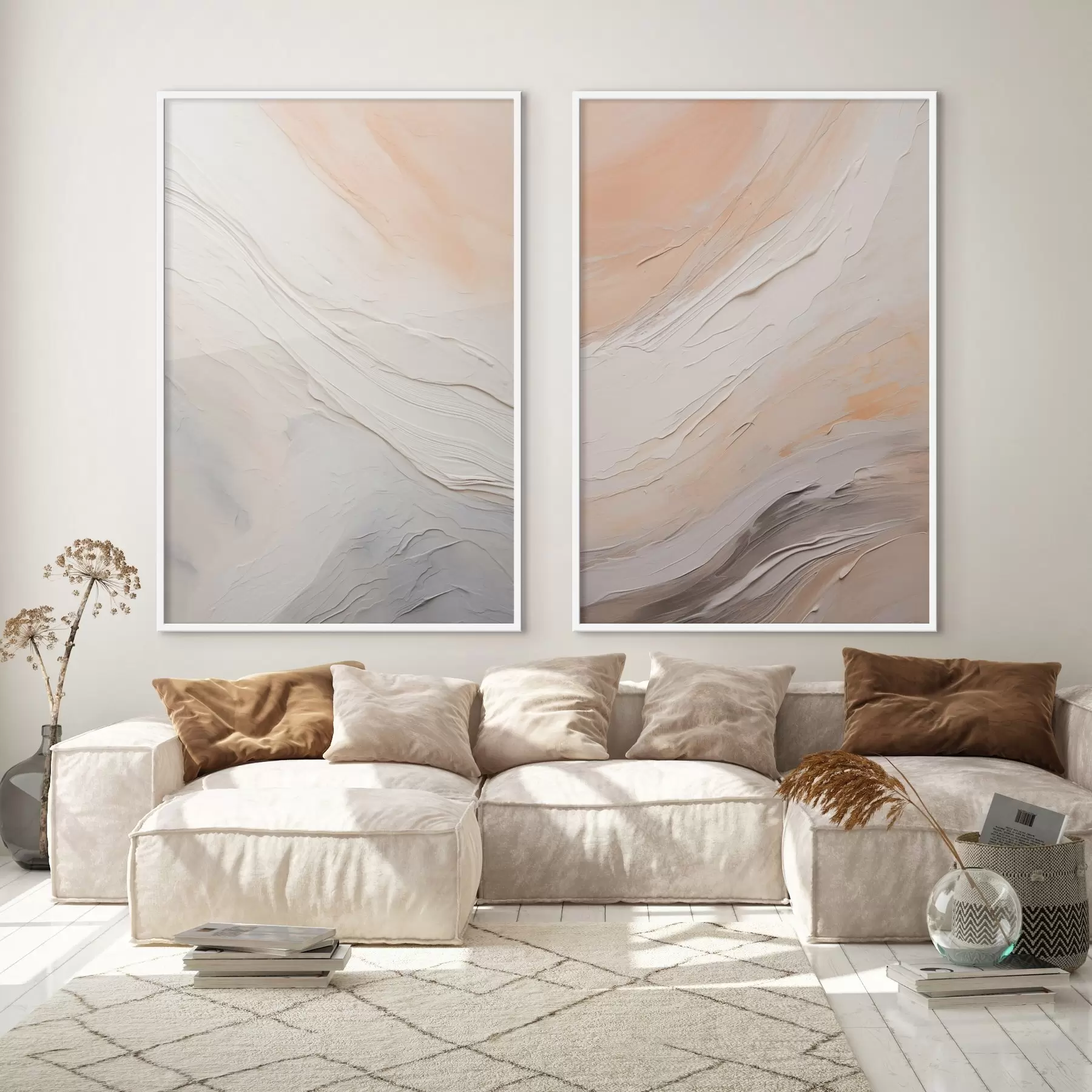 Fotobehang Neutrale pleisterstructuren met vloeiende reliëflagen d00971