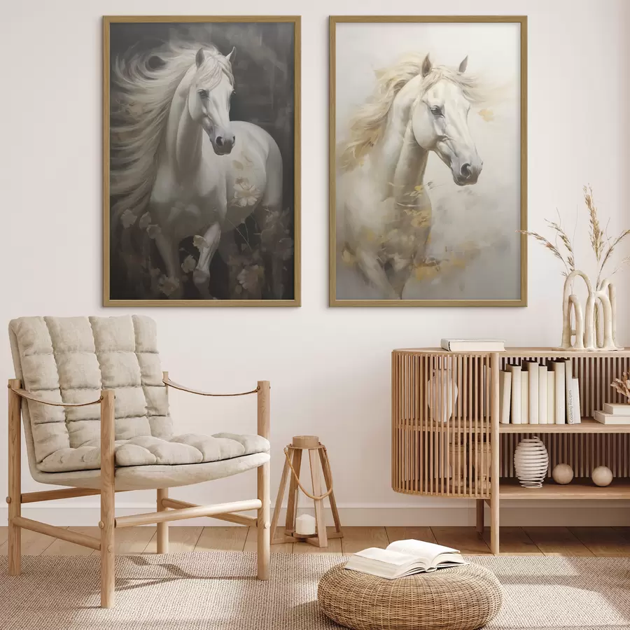 Fotobehang Paard imitatie van schilderij d01000