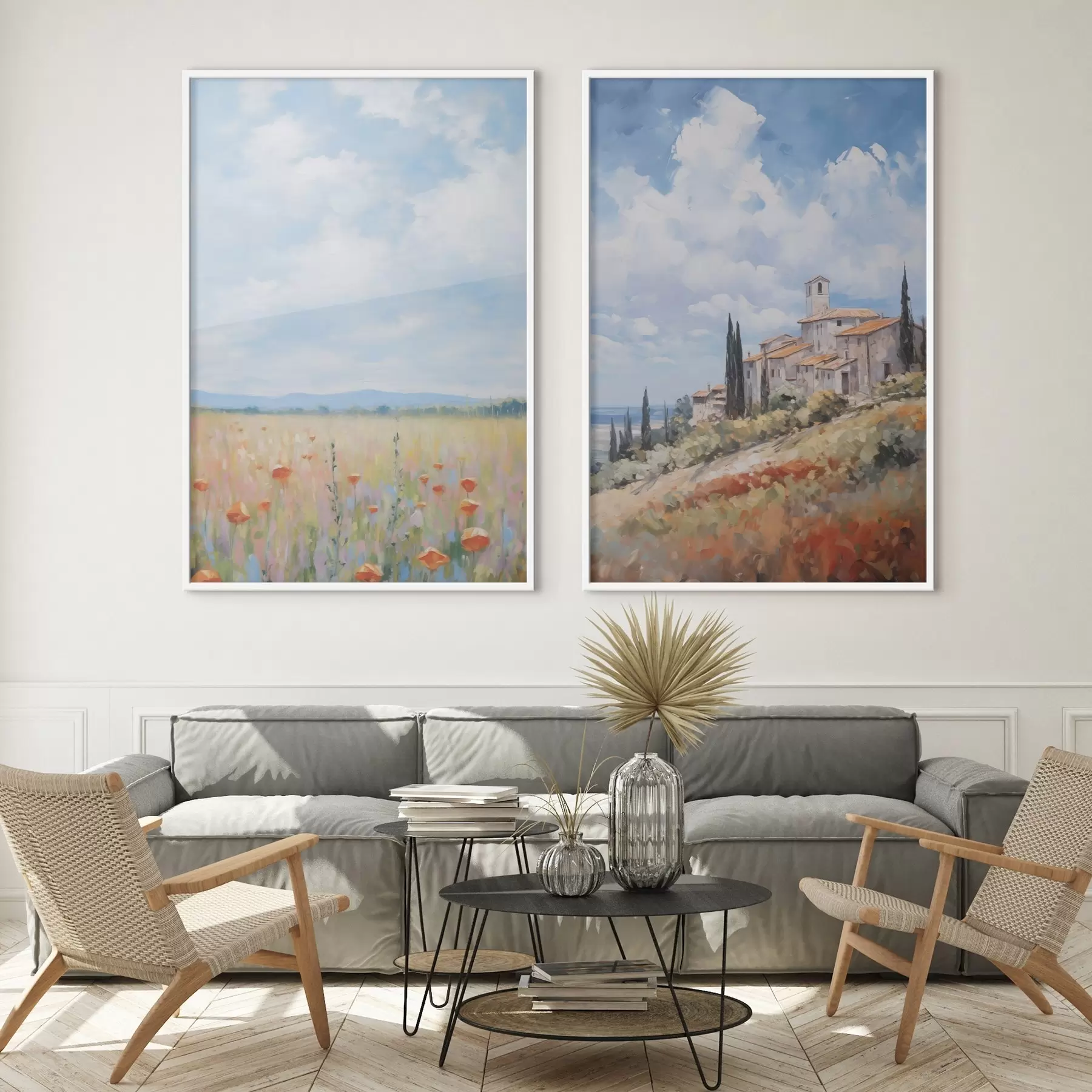 Fotobehang Landelijke landschap imitatie van schilderkunst d01018