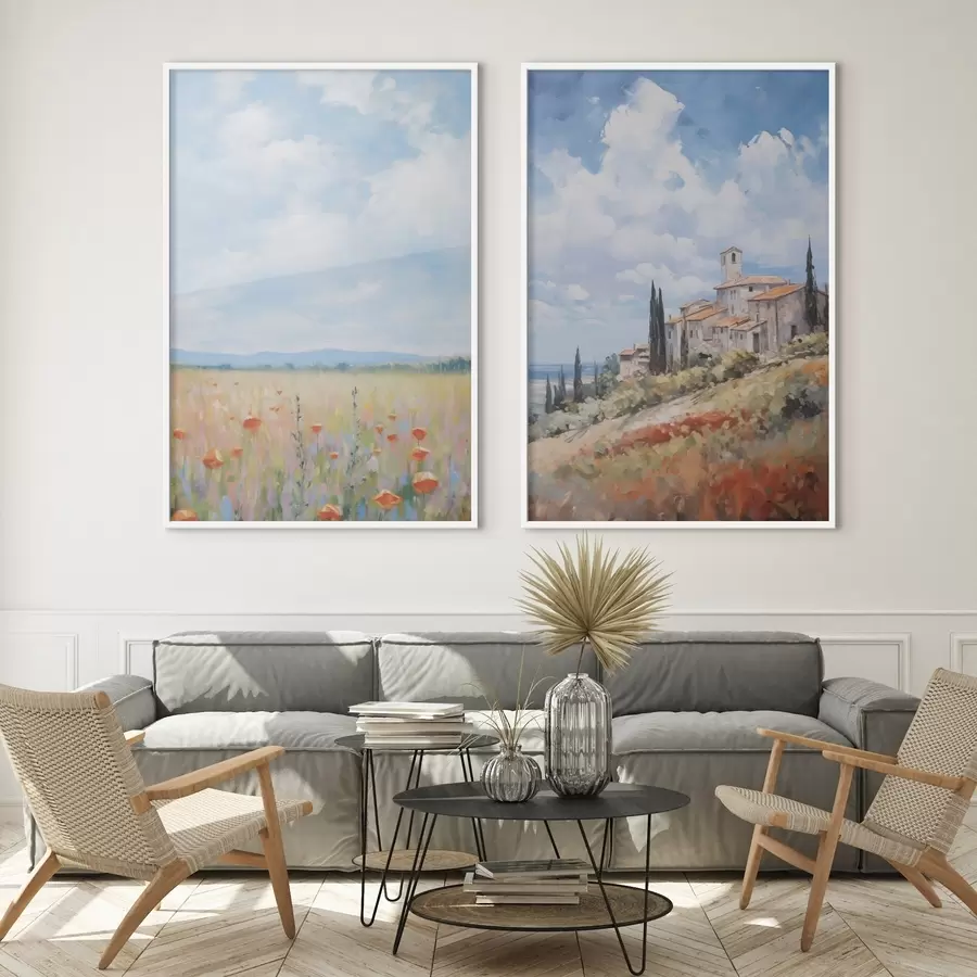 Fotobehang Landelijke landschap imitatie van schilderkunst d01018