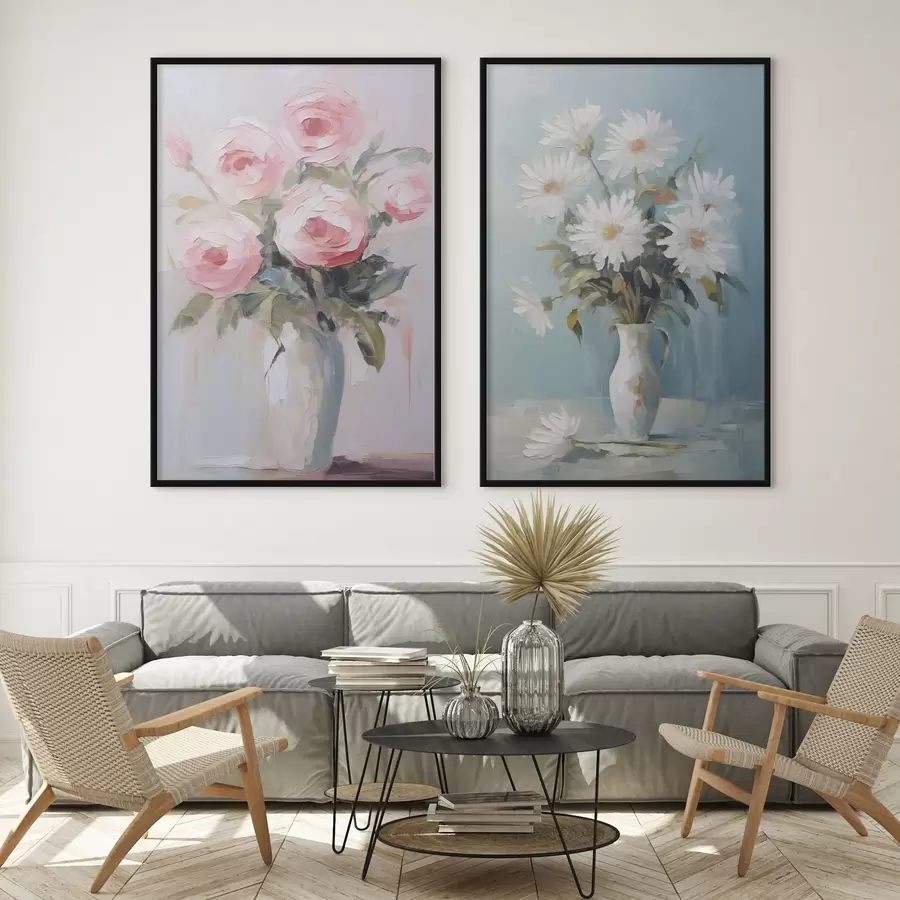 Fotobehang Bloemen in een vaas imitatie schilderij d01027