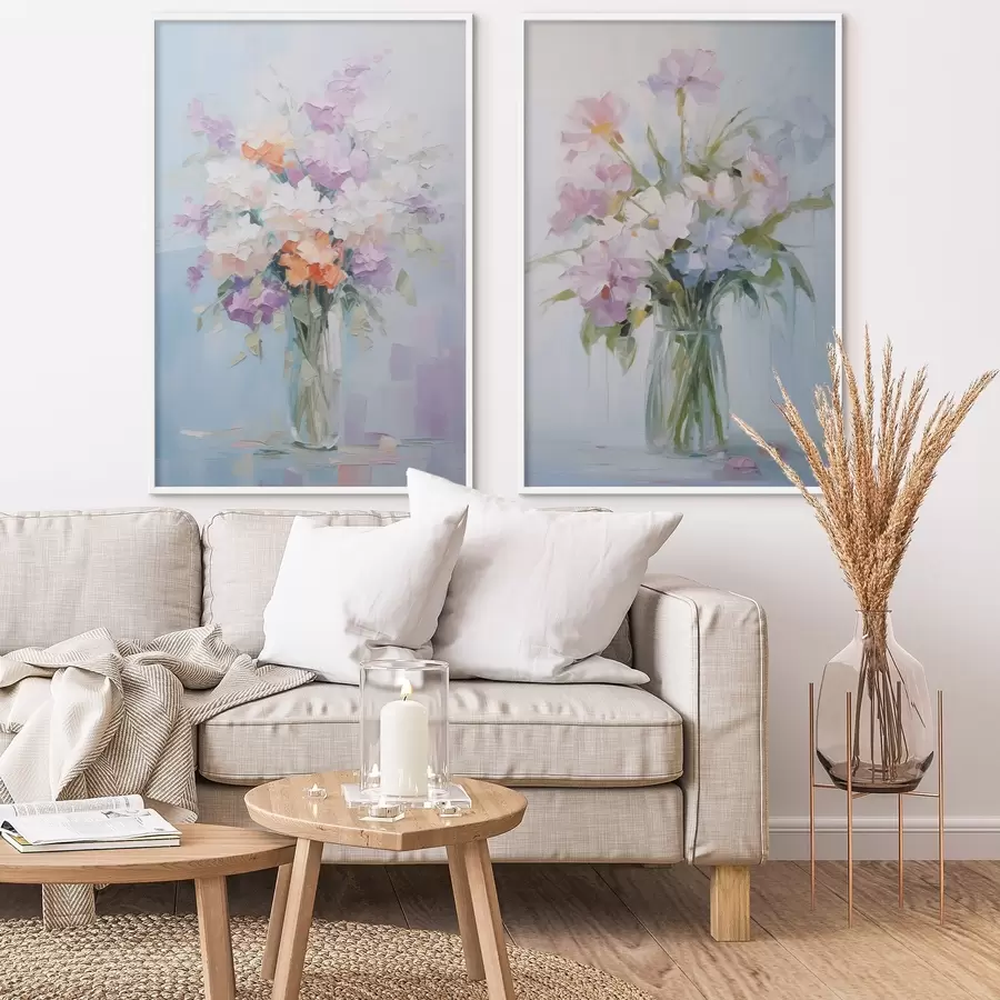 Fotobehang Boeket in een vaas, imitatie van een schilderij d01031