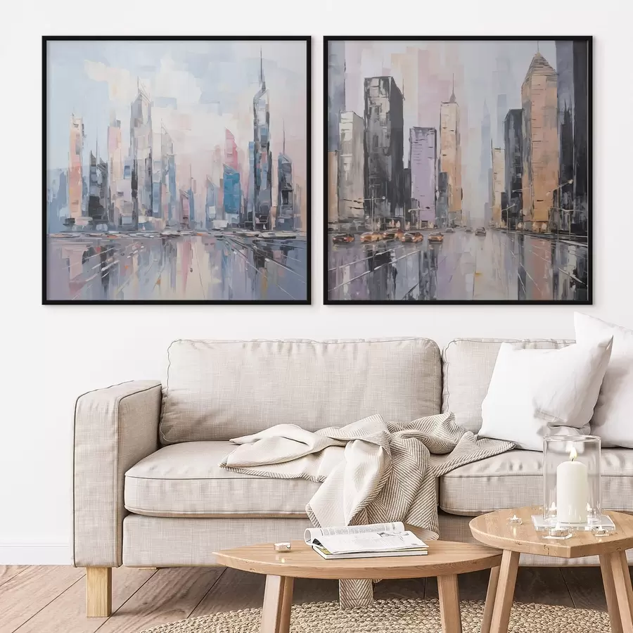 Fotobehang Abstracte imitatie van schilderkunst in de stad d01032