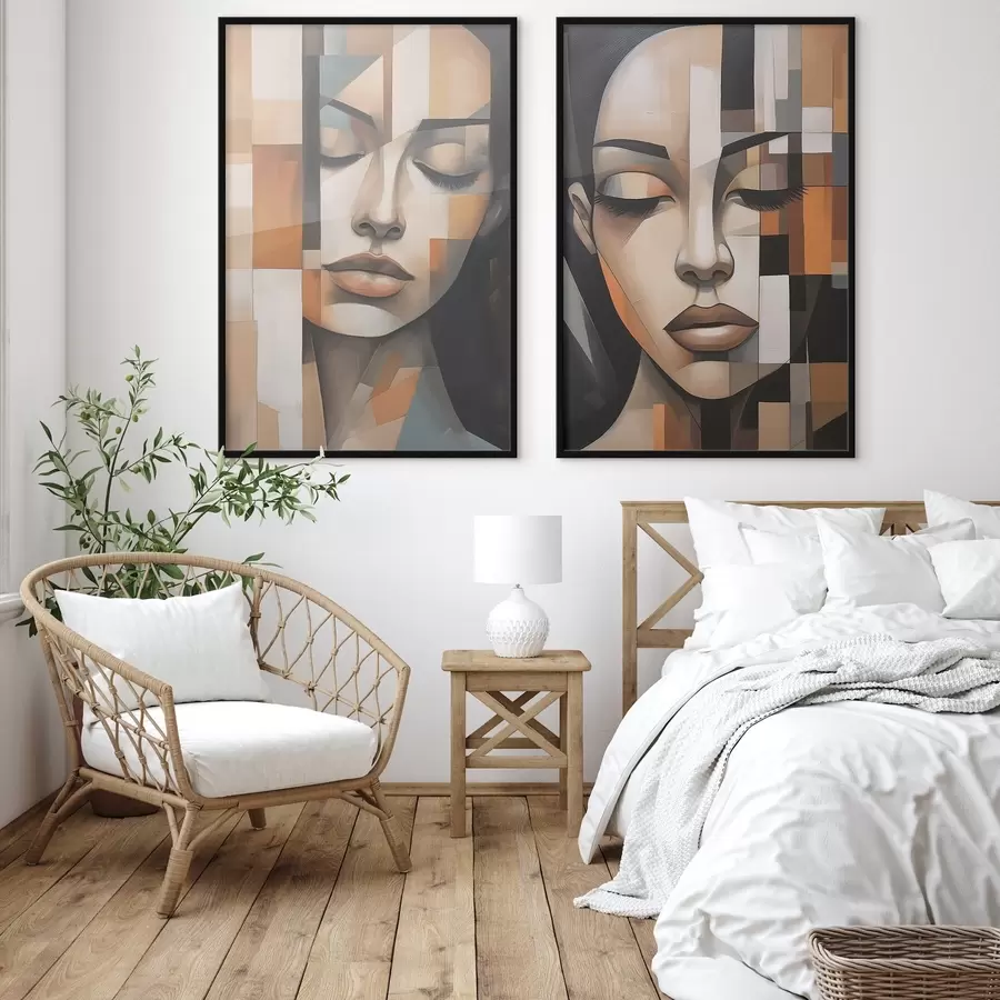 Fotobehang Kubistisch portret van een vrouw d01023