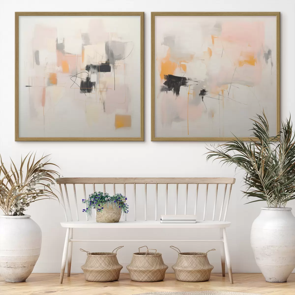 Poster Artistieke compositie met contrasterende accenten in twee delen d00980