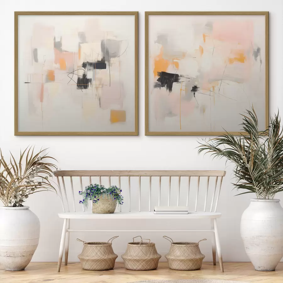 Fotobehang Artistieke compositie met contrasterende accenten in twee delen d00980