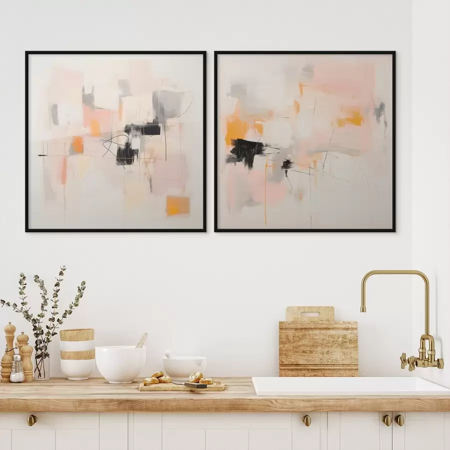 Fotobehang Artistieke compositie met contrasterende accenten in twee delen d00980