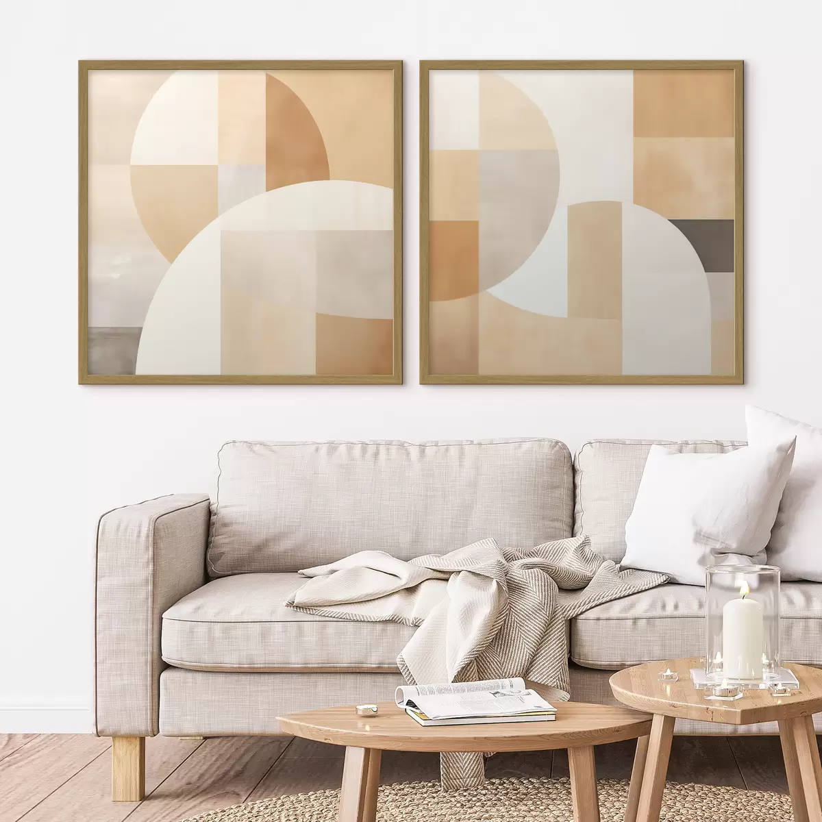 Poster Compositie met grote vormen en zachte kleurblokken d00986