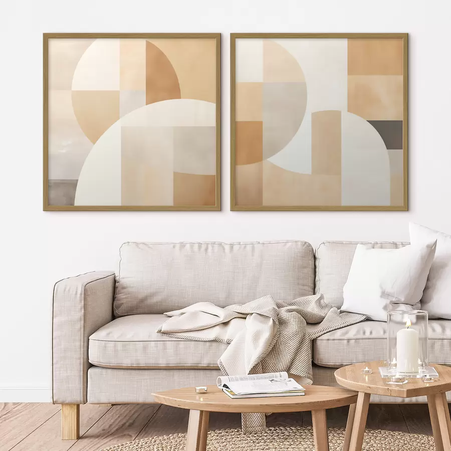 Fotobehang Compositie met grote vormen en zachte kleurblokken d00986
