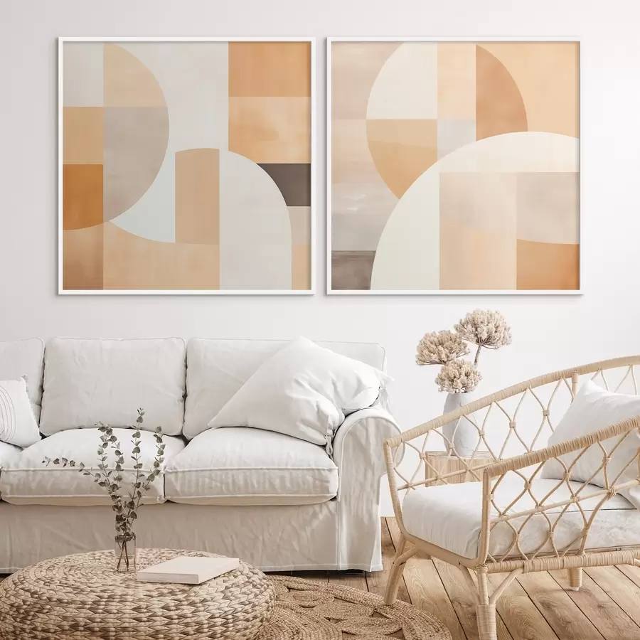 Fotobehang Compositie met grote vormen en zachte kleurblokken d00986