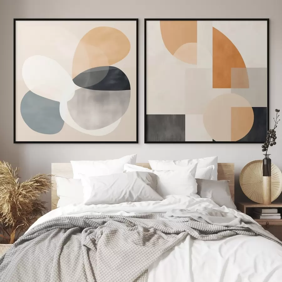 Fotobehang Afgeronde kruispunten van vormen in aquarelminimalisme d00993