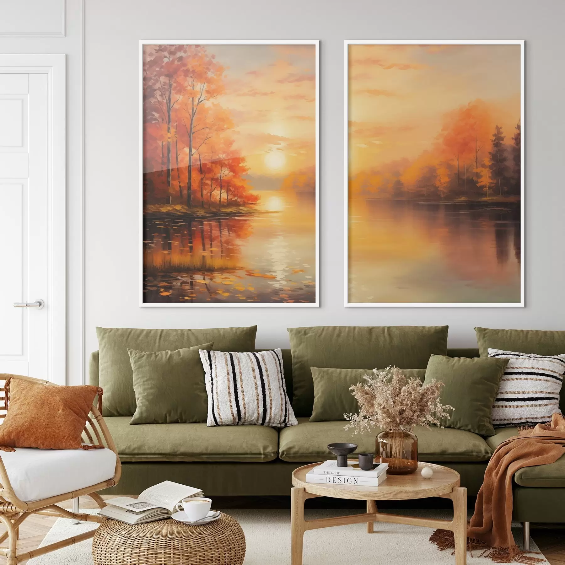 Fotobehang Herfstbos tegen de zonsondergang d01051