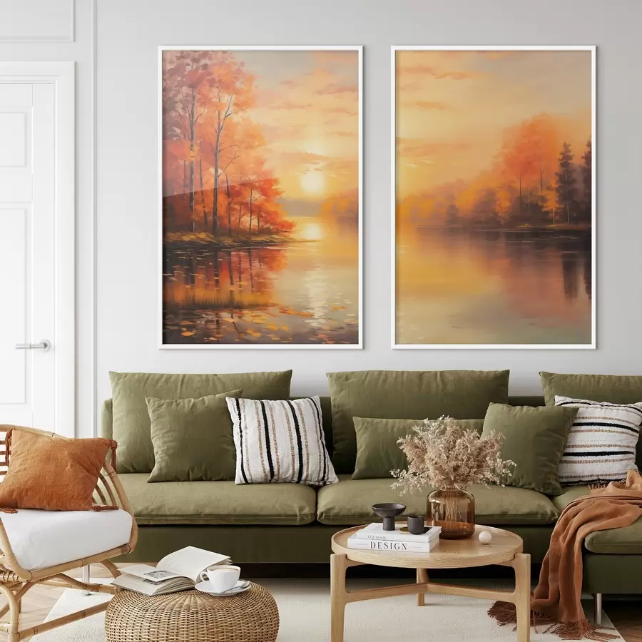 Fotobehang Herfstbos tegen de zonsondergang d01051