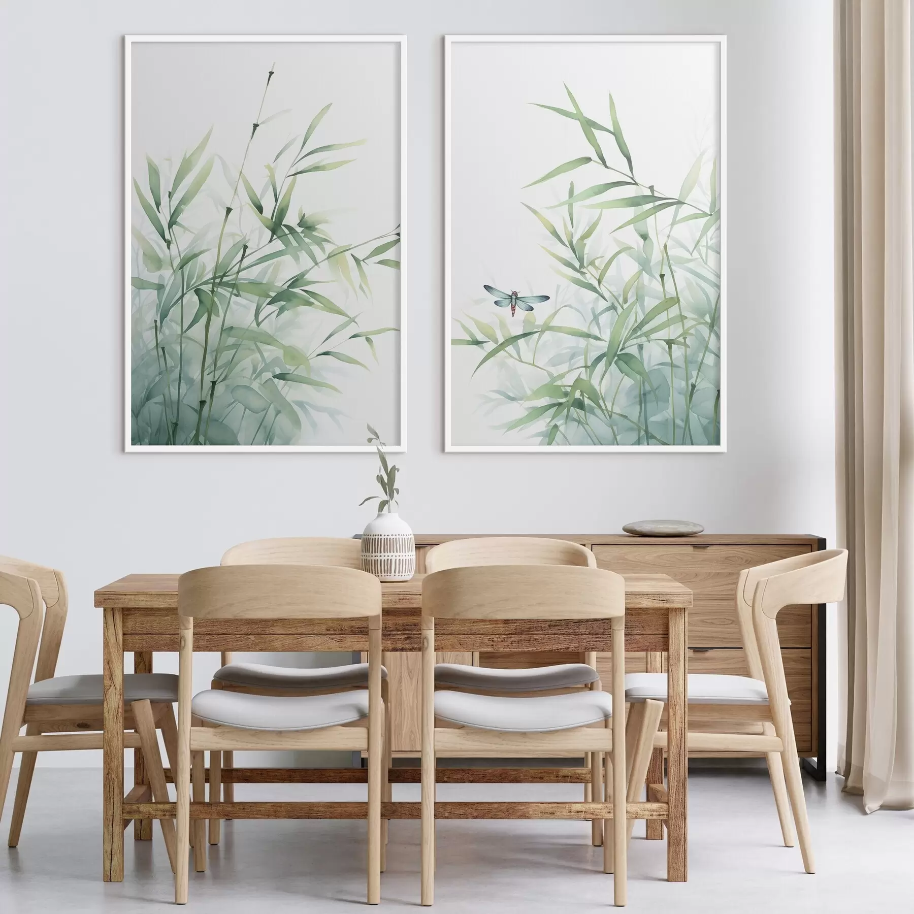 Fotobehang Bamboeplanten, imitatie aquarel d01062