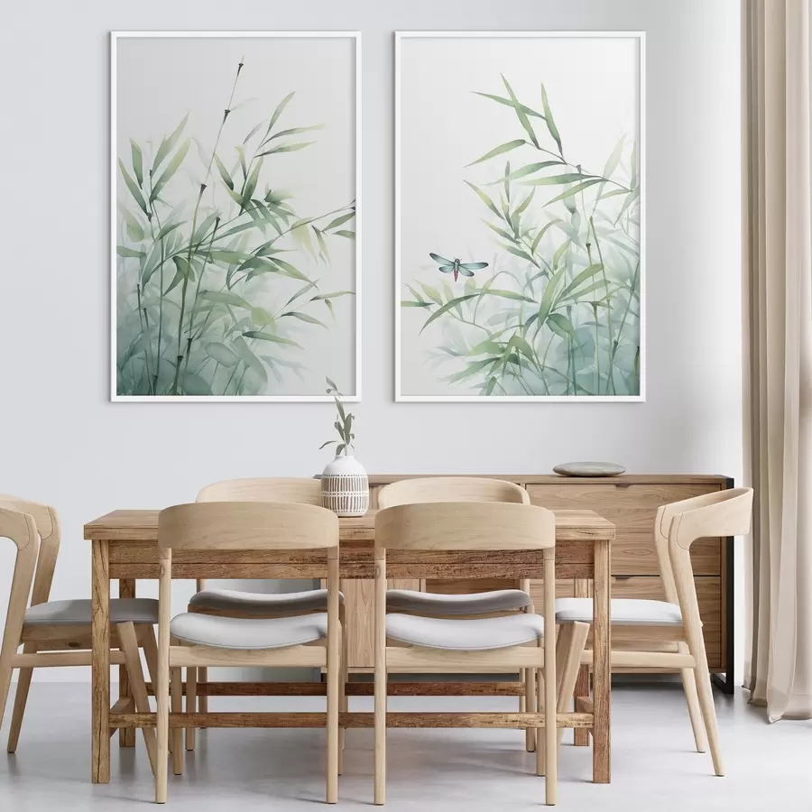 Fotobehang Bamboeplanten, imitatie aquarel d01062